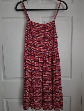 LOFT Multicolor Striped Ikat Tiered Sleeveless Sundress Size 10P